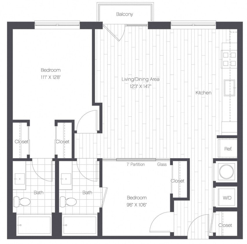 Floor Plan - 2 Bed/2 Bath-2A