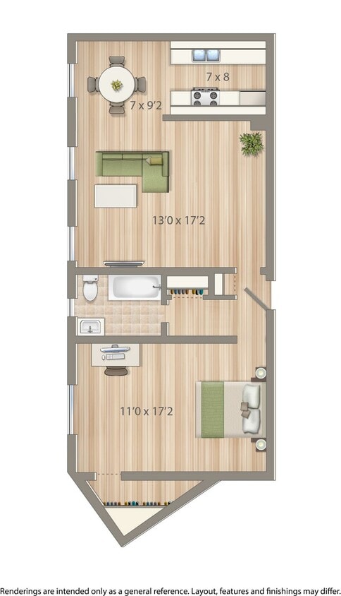 Floor Plan - 1 Bedroom D
