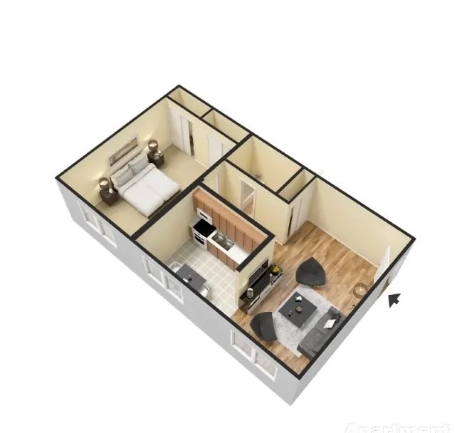 One Bedroom Floor Plan - 1 Bedroom