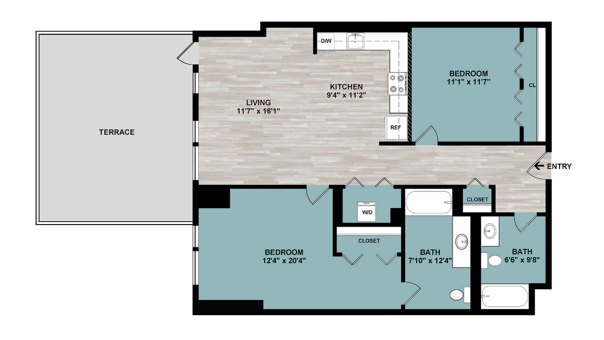 C1.1 | 2-Bedroom Floorplan - C1.1