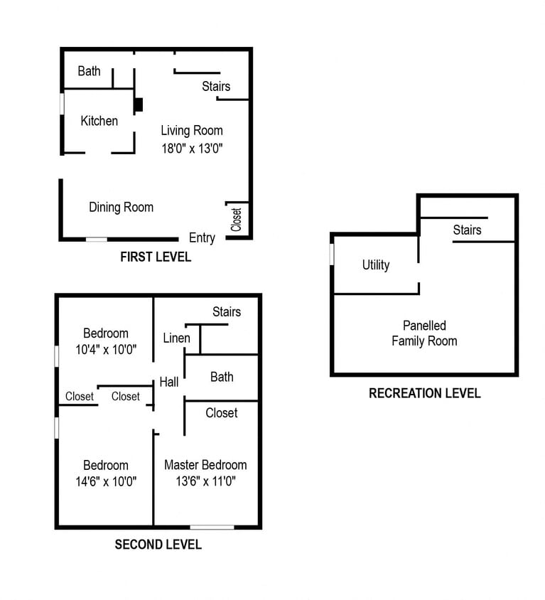 Floor Plan - 3BR 2BA TOWNHOME