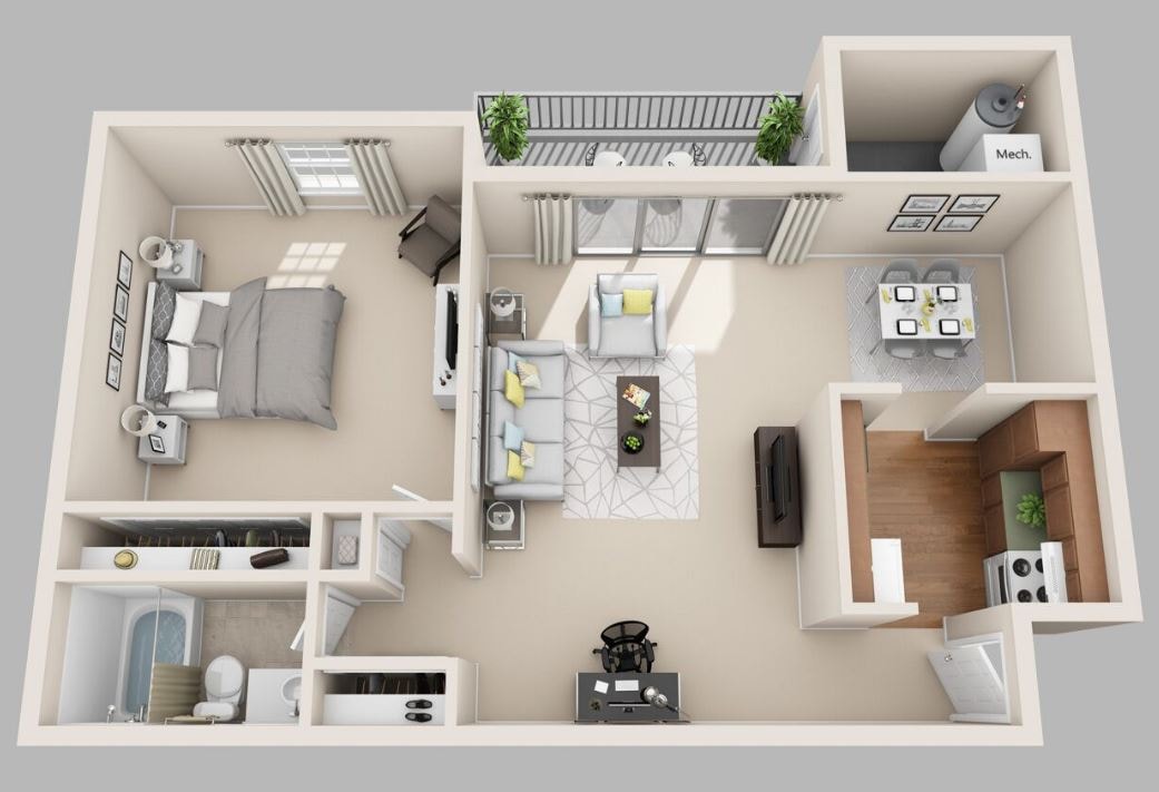Floor Plan - 1-Bedroom 1-Bathroom | 792 sqft
