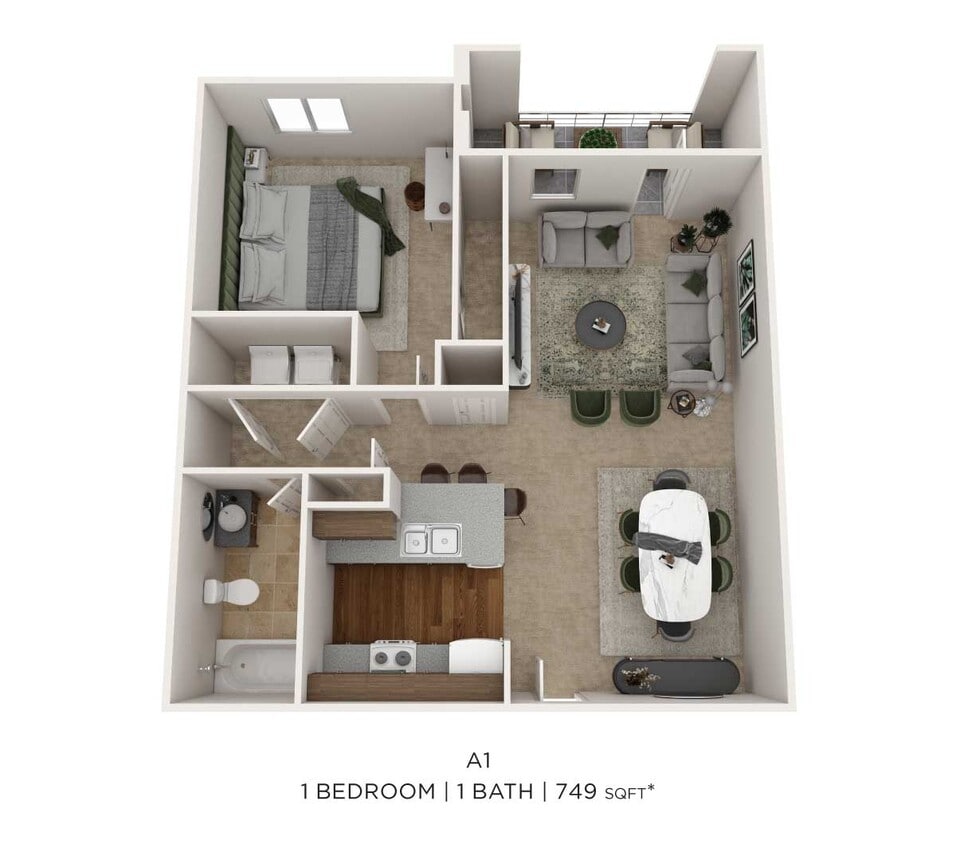 Floor Plan - One Bedroom-749 sqft