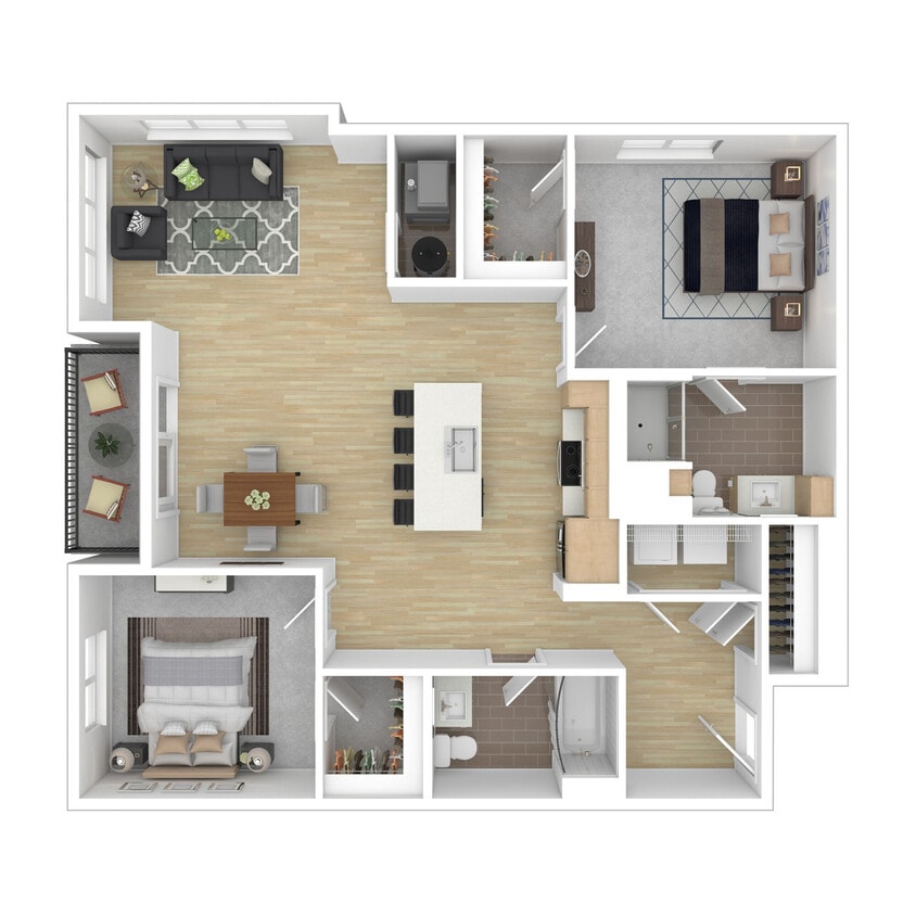 Floor Plan - Two Bed Two Bath 2B