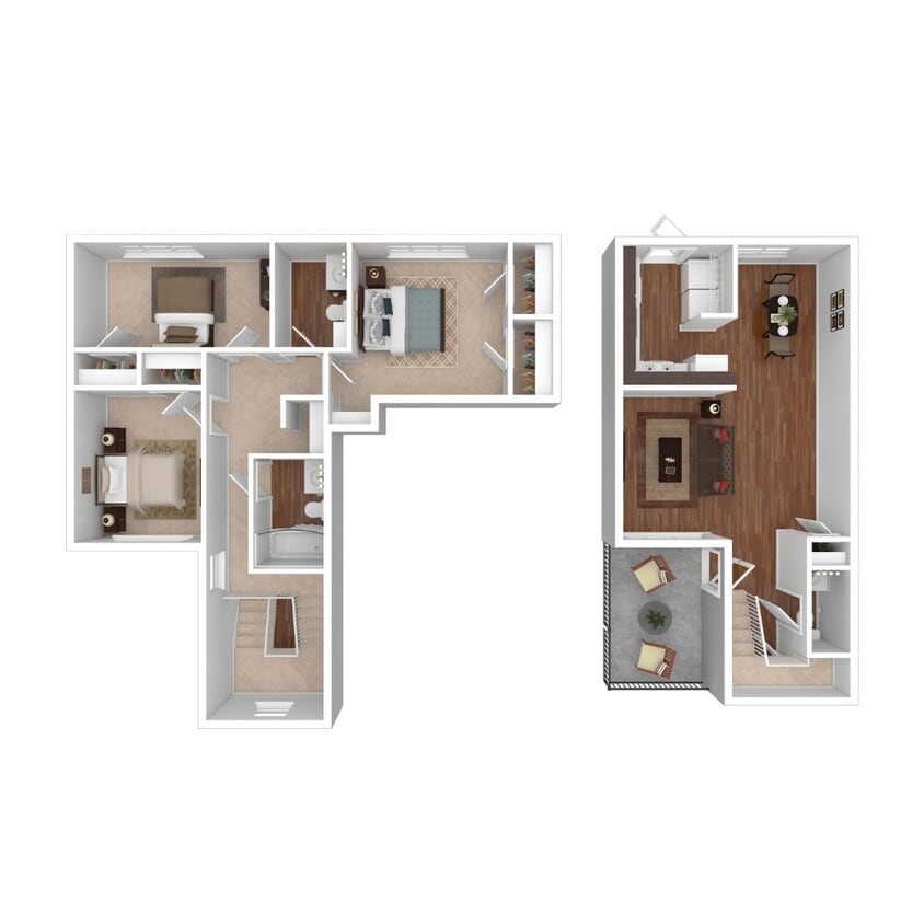 Floor Plan - 3 Bedroom Townhome