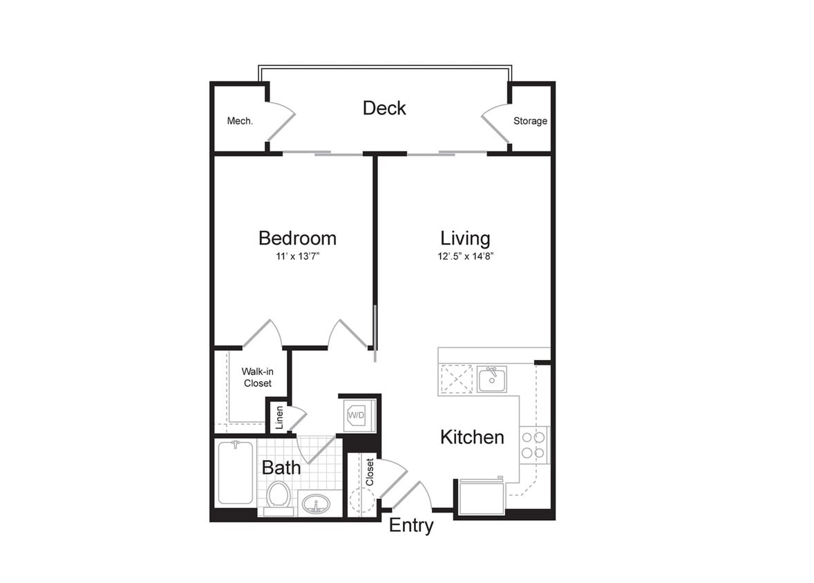 668 SF - 1-Bedroom 1-Bathroom | 668 sqft