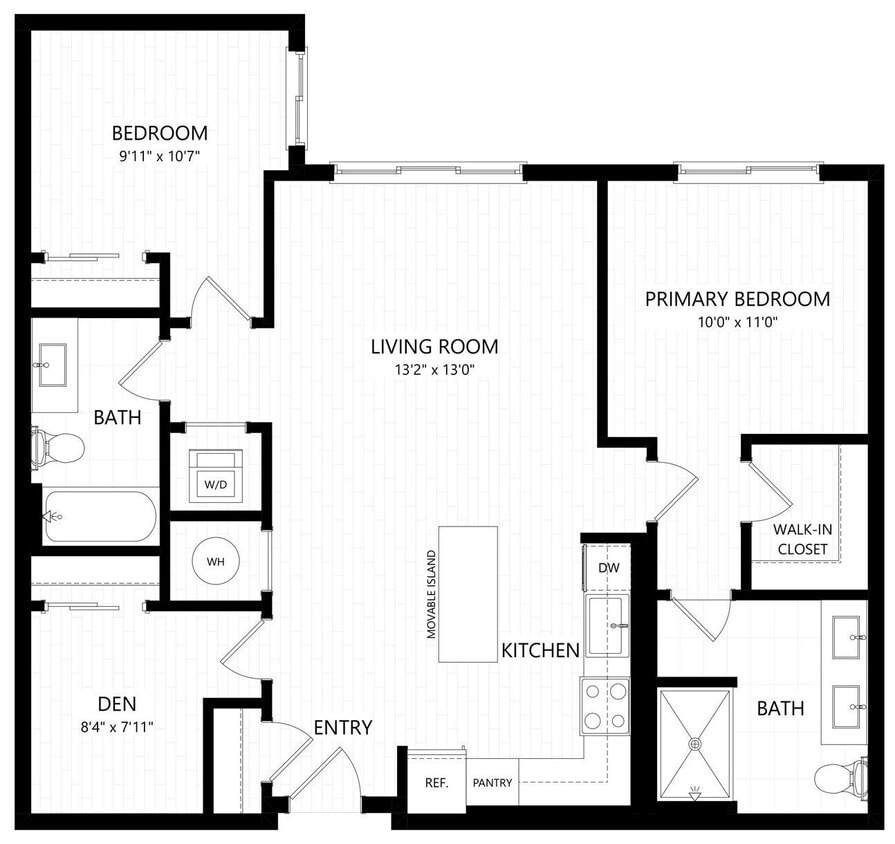 Floor Plan - BD1-2X2 Den