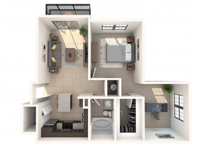 1 Bed 1 Bath and Den - A2