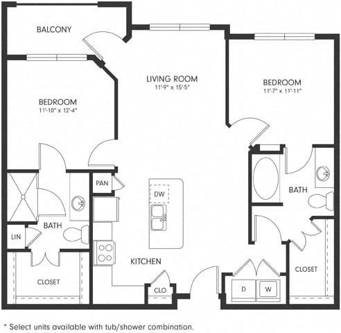 Floor Plan - Two-Bedroom (B1)