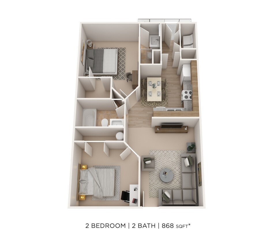 Floor Plan - Two Bedroom 2 Bath