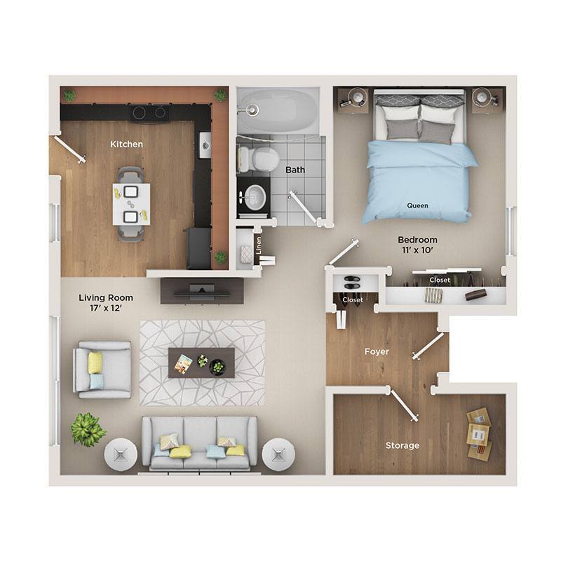 Floor Plan - 1 Bedroom