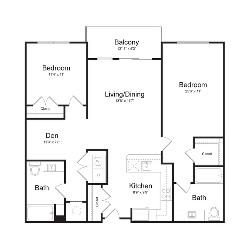 Floor Plan - Two Bedroom/Two Bath (B8)