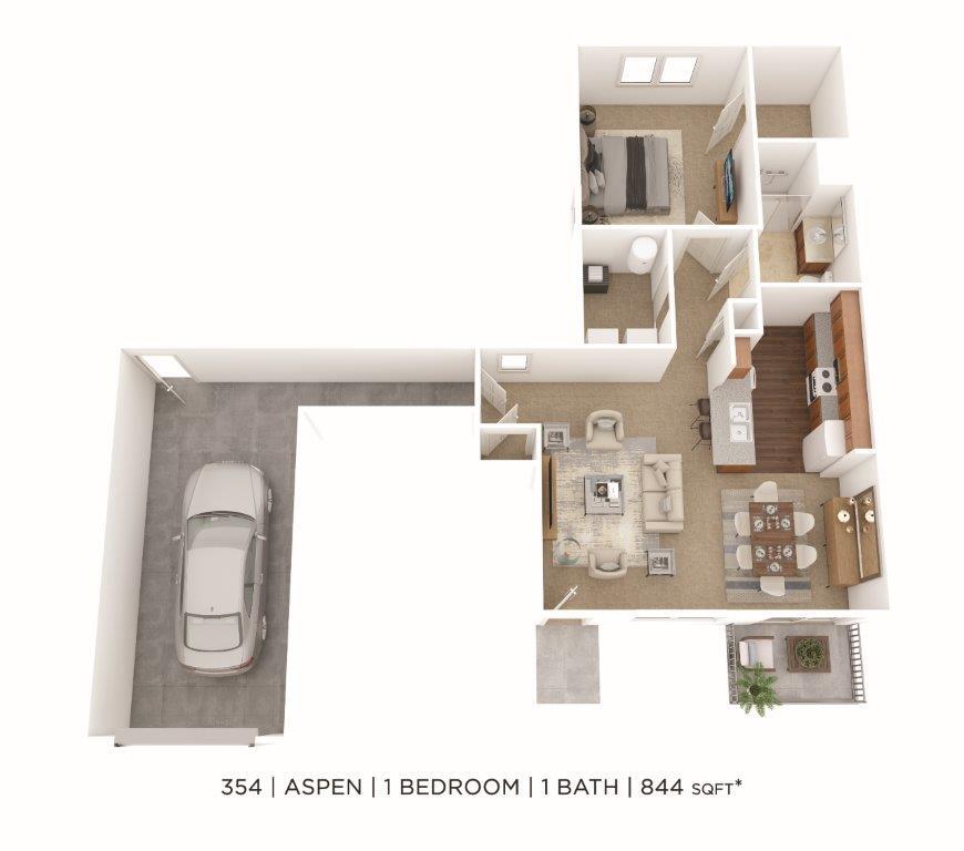 Floor Plan - One Bedroom- 844 sqft