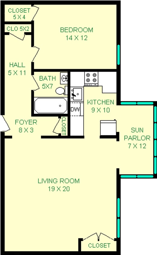 Fern Hollow One Bedroom Floorplan - Fern Hollow