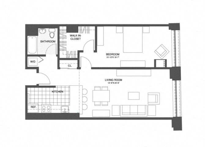 Floor Plan - 1 Bed/1 Bath
