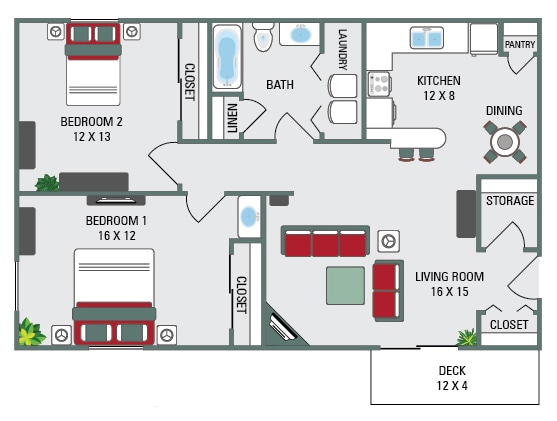 Floor Plan - The Deluxe - 1035 Sqft
