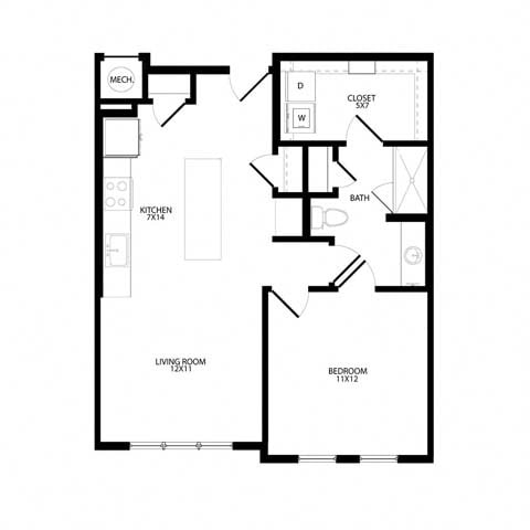 Floor Plan - One-Bedroom (A3)