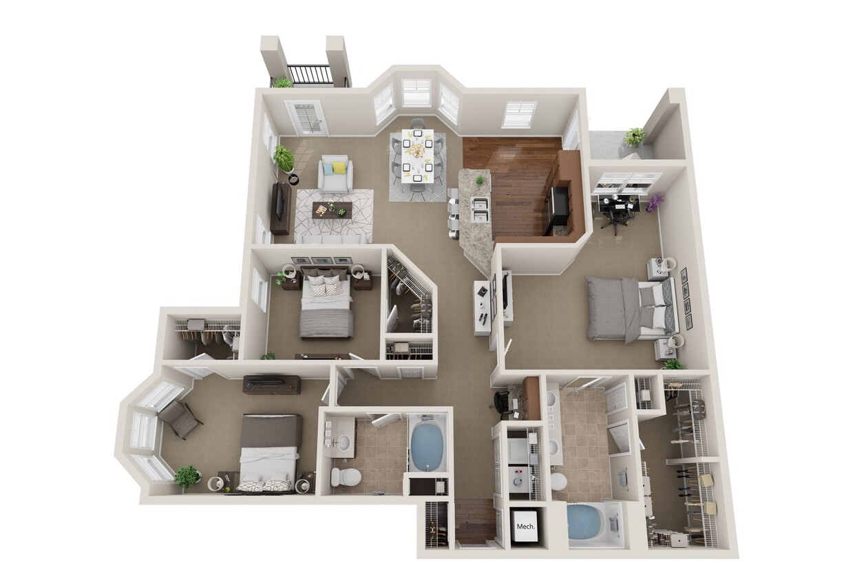 Floor Plan - 3BR 2BA (1649 SF)