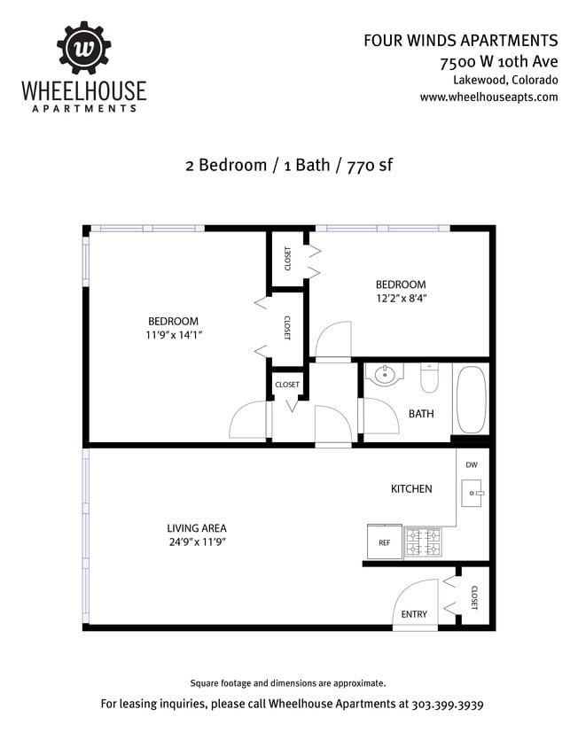 Floor Plan - 2 Bedroom / 1 Bath