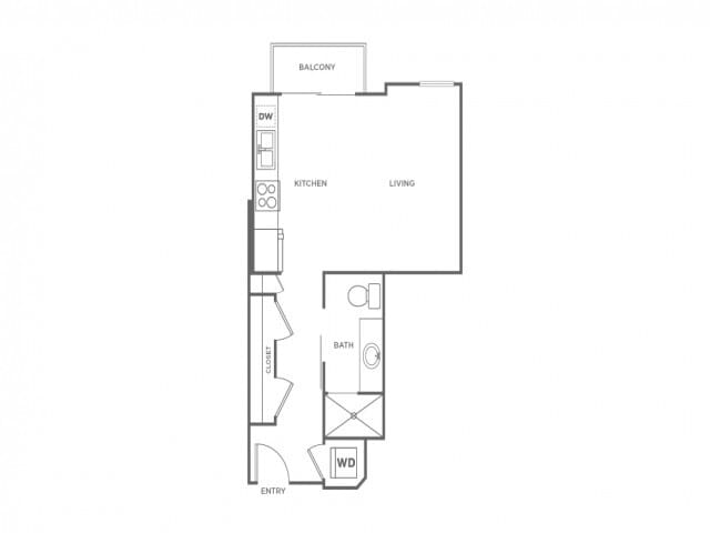 Studio (500 SF) - Studio (500 SF)