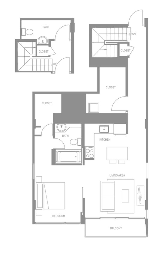 Floor Plan - Navona One Bedroom Up C