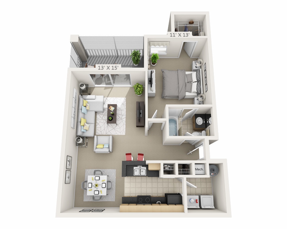 Floor Plan - One Bedroom A1B