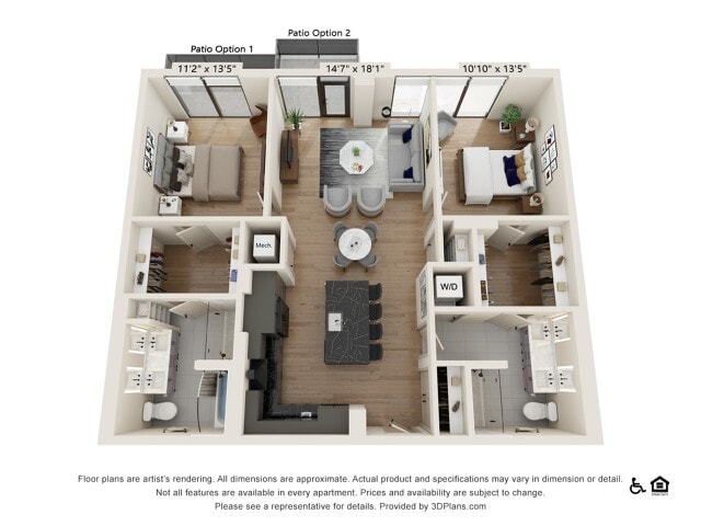 2 bed 2 bath | 1208 sq ft - Two Bedroom Two Bath Penthouse (1208 SF)