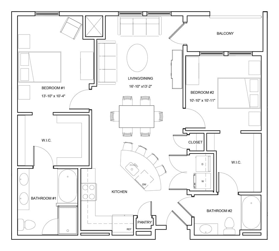 Floor Plan - 2 Bed/2 Bath-B2-B-Mariner