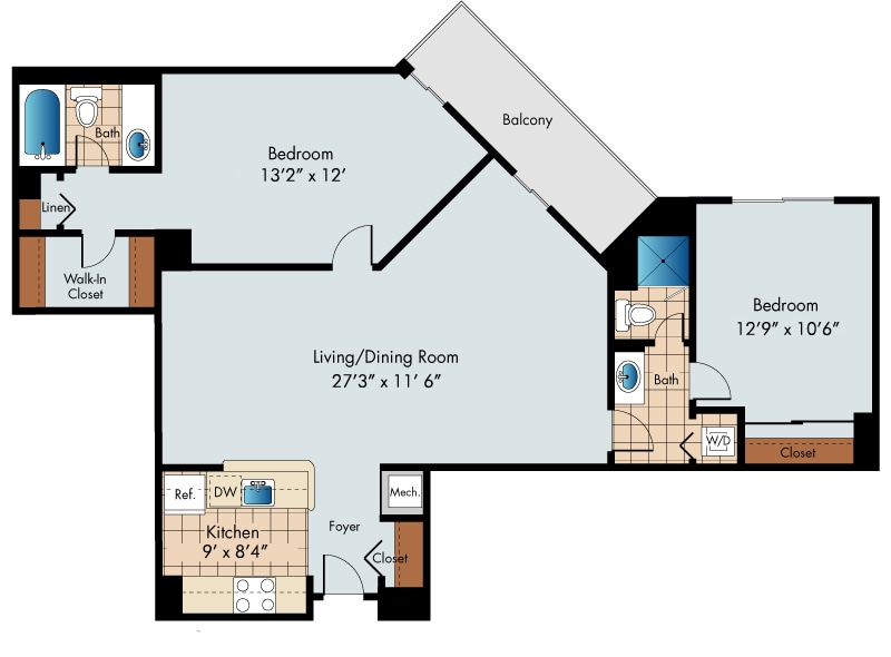 Floor Plan - 2 BED 2 BATH-TIER 09
