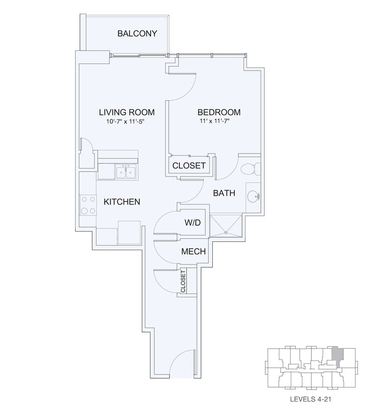 Floor Plan - 1x1 648