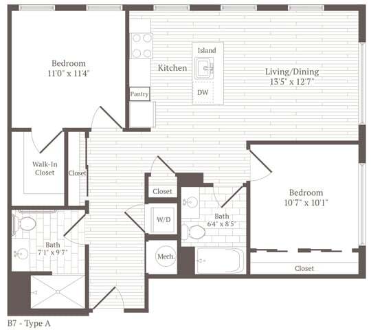 Floor Plan - 2 Bed 2 Bath