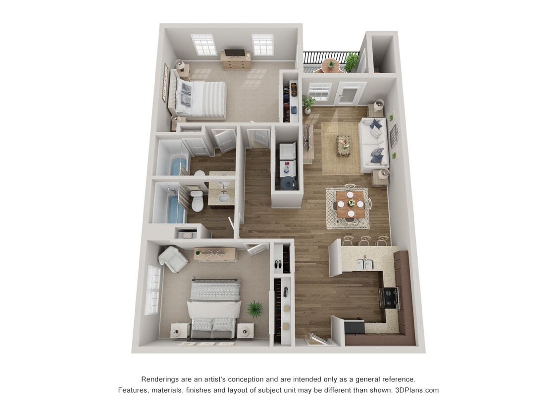 Floor Plan - 2 Bedroom 2 Baths