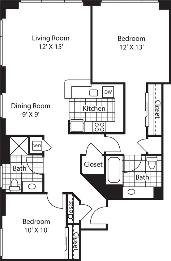 Floor Plan - Two Bedroom 1051