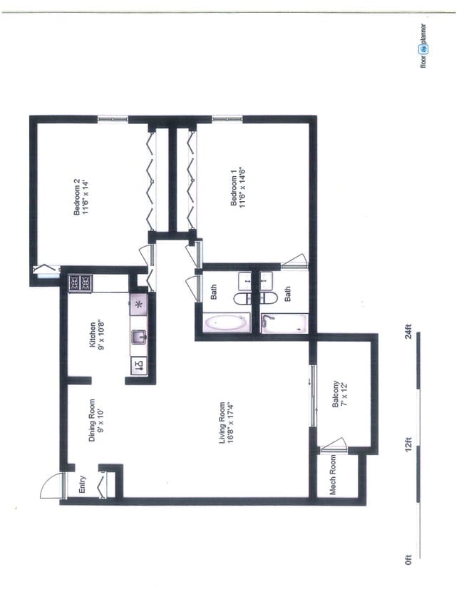 Two Bedroom/ 2 Bathrooms - 1 BEDROOM