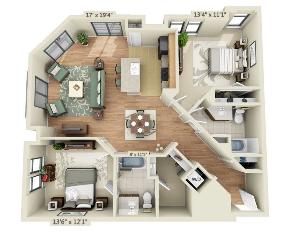 Floor Plan - 2 BEDROOM FLAT (B2G)