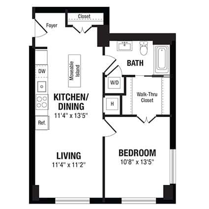 Floor Plan - 1 Bed/1 Bath-A10