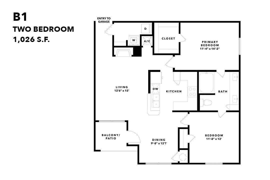 Floor Plan - Two Bedroom Renovated B1pr