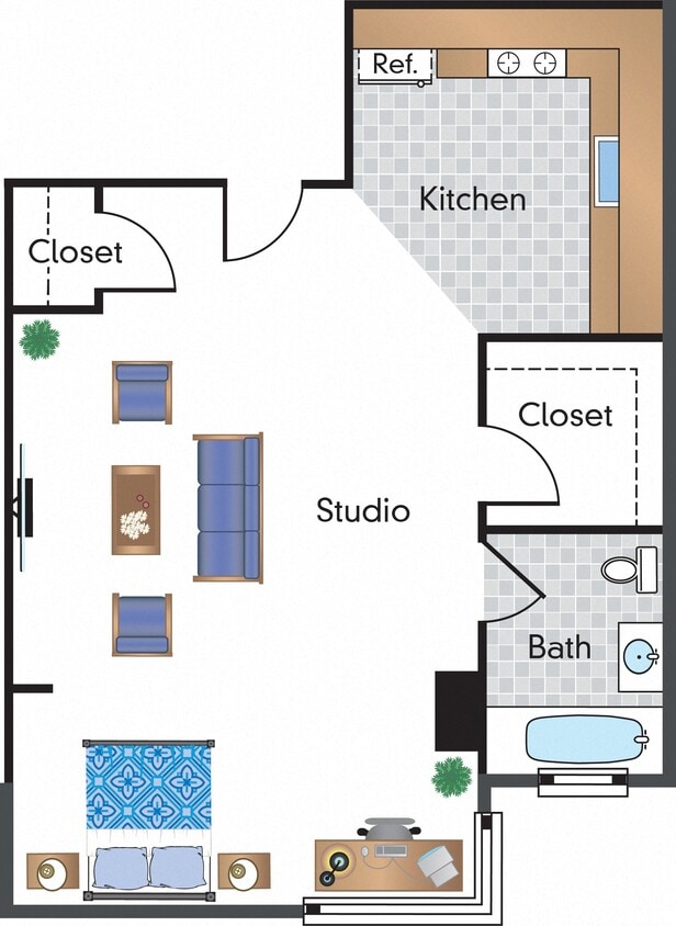 Floor Plan - Renovated Studio 02 Tier 