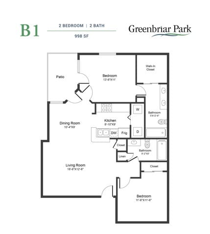 B1R - 2x2 Floor Plan - B1R