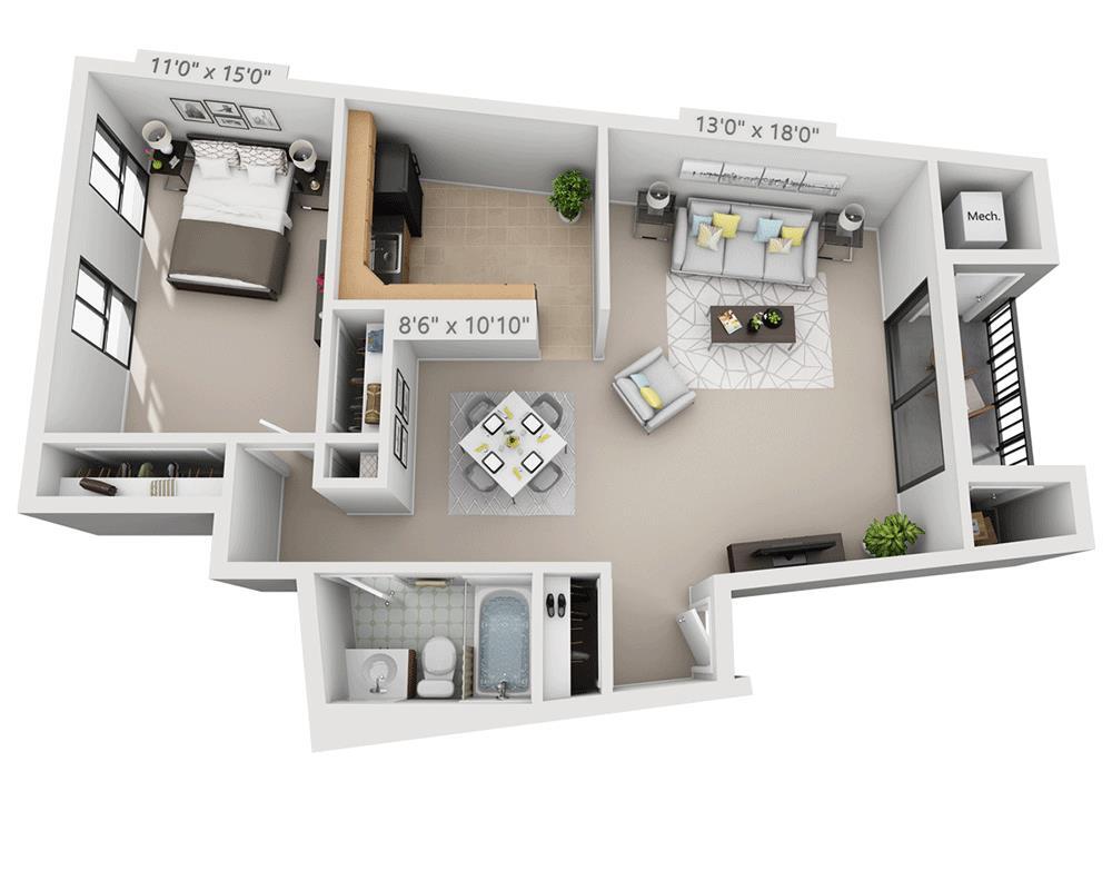 Floor Plan - Garden (1 Bedroom Corner)
