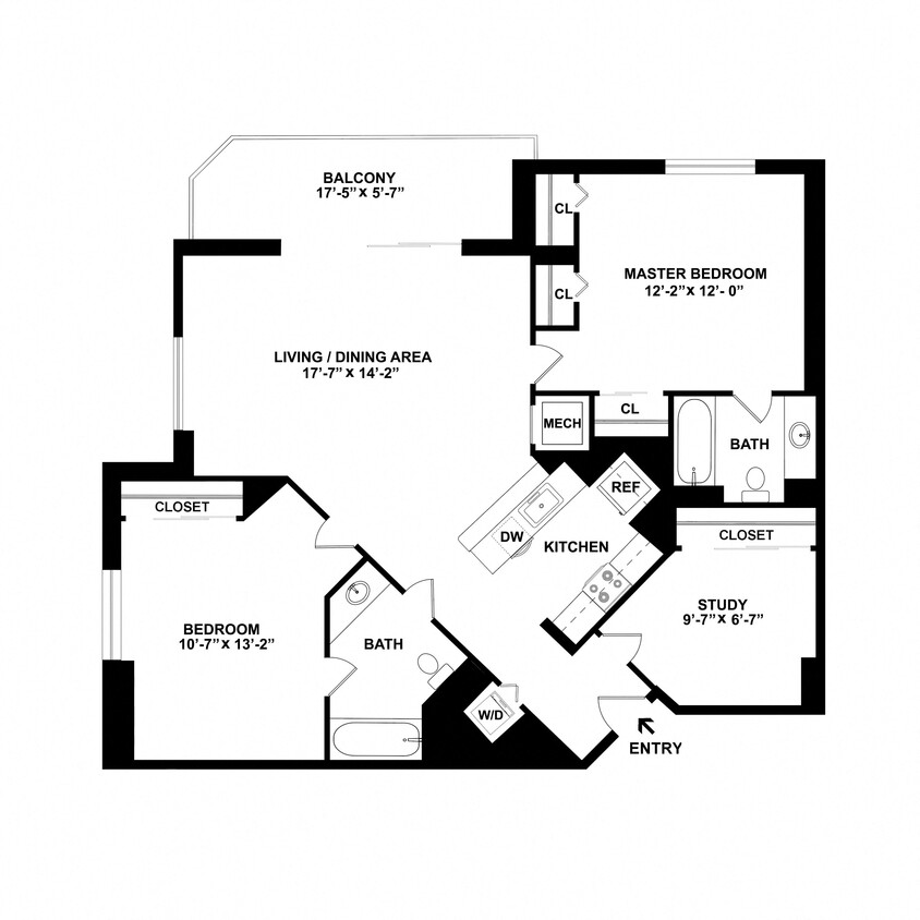 Floor Plan - 2 Bed/2 Bath Den-B05R