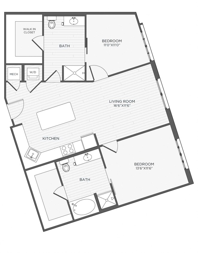Floor Plan - 2 Bed 2 Bath-B8 - Martlet