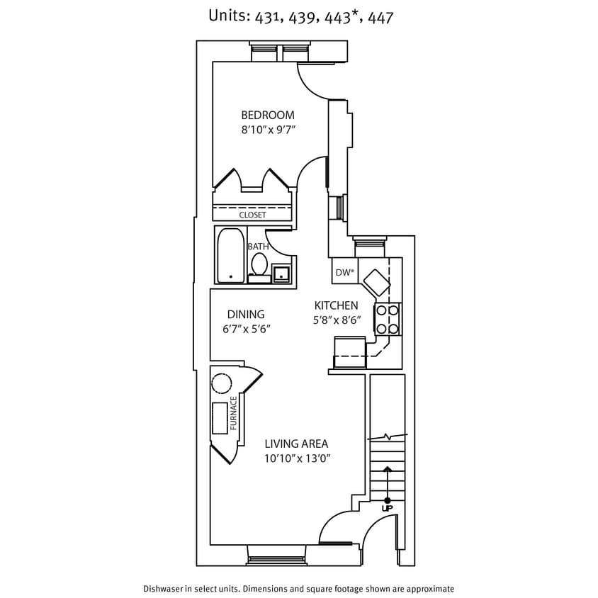 Floor Plan - 1 Bedroom / 1 Bath