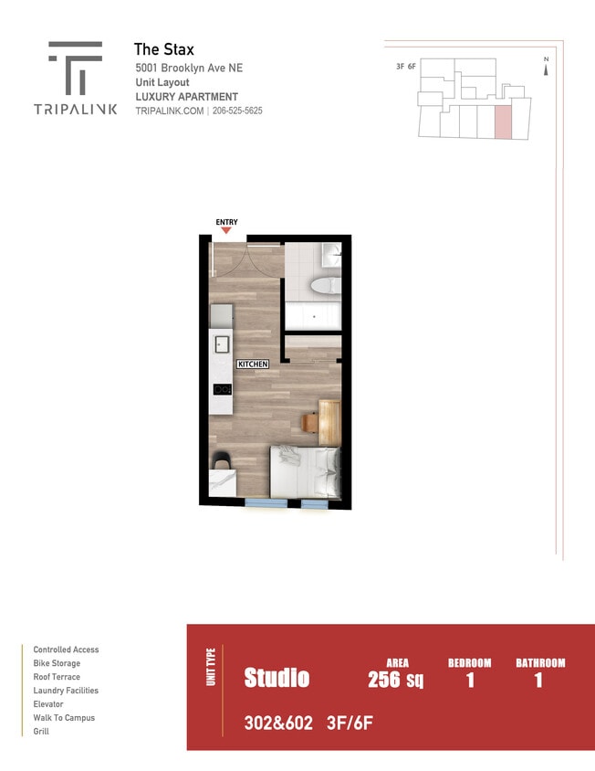 Floor Plan - Studio - 256 sqft