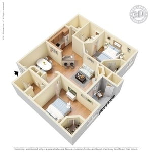 2BR/2BA - 2 Bed 2 Bath 1138 SqFt (1070 Net)