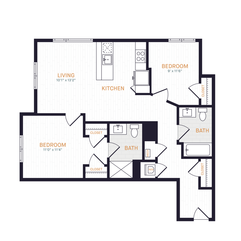Floor Plan - B4.1 | 2 Bed | 2 Bath