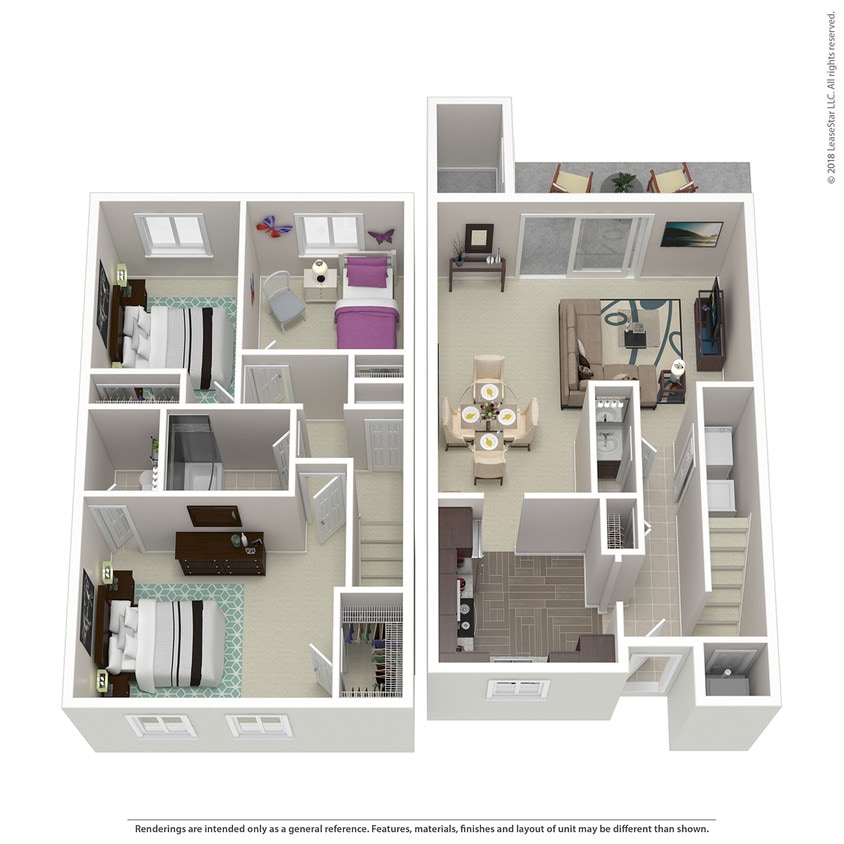Floor Plan - Middletowne 3 Bedroom 2 Bath Townhome