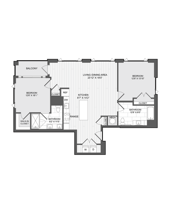 Floor Plan - 2 Bed2 Bath-H 2E