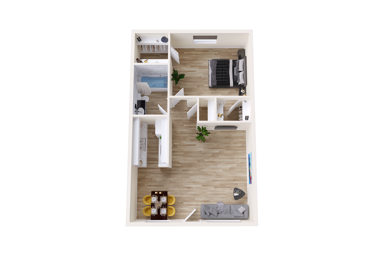 1 Bedroom 3D.png - Renovated 1BR 1BA