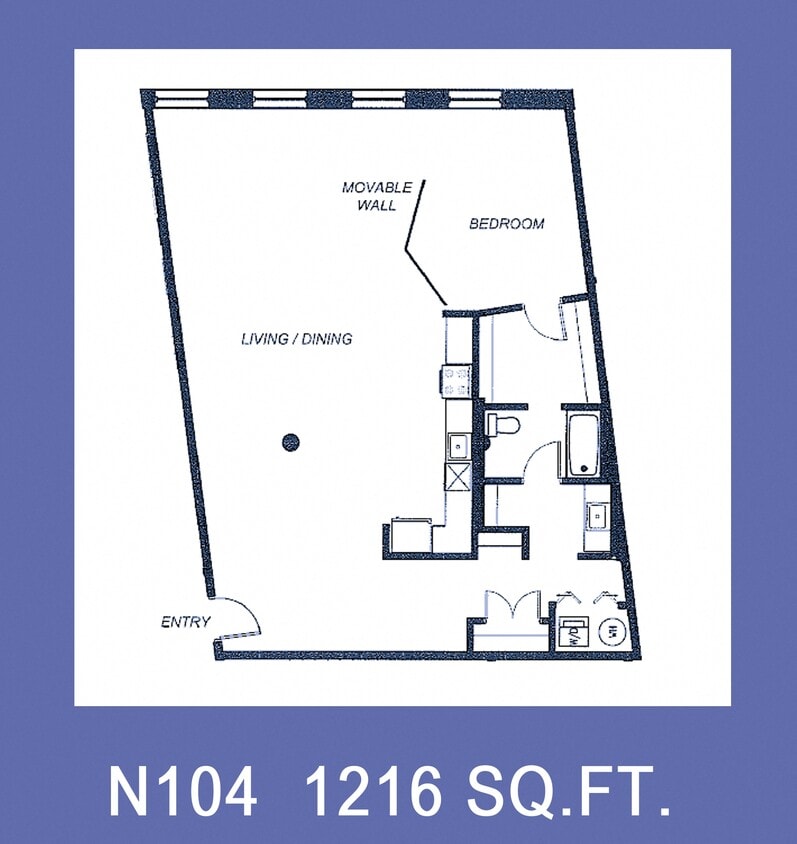 Floor Plan - 1 Bedroom Income Restricted